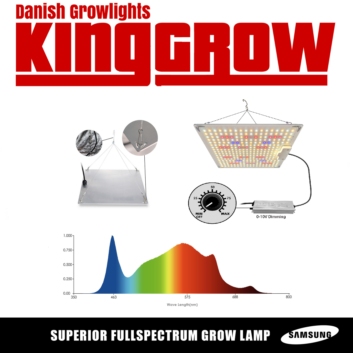 King-Grow G3 200W LED QB grolys Grey & Green Growshop