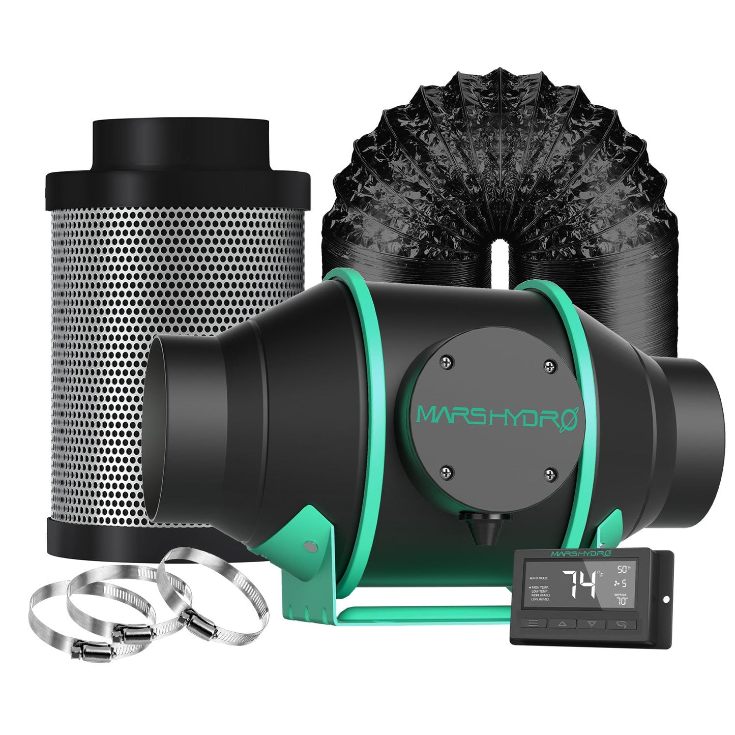 Mars-Hydro Kulfilter kit (EC) 100mm/348m3 GreyGreen Growshop