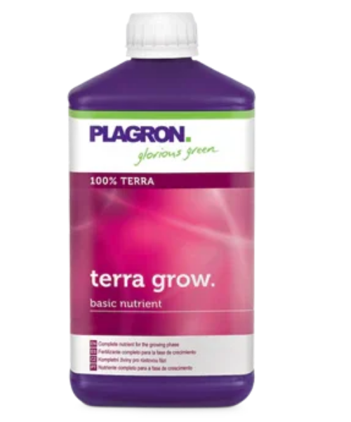Plagron Terra Grow nutrient solution bottle for plants with purple and white label