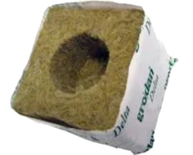 Grodan Delta 7x7 rockwool cube with pre-cut center for hydroponic plant growth