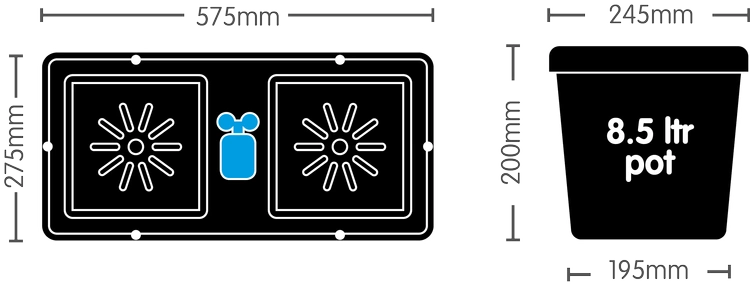 AutoPot Easy2Grow 2 Pot system (2x8,5 L) + 47 L tank Autopot