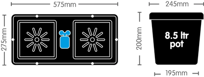 AutoPot Easy2Grow 2 Pot system (2x8,5 L) + 47 L tank Autopot