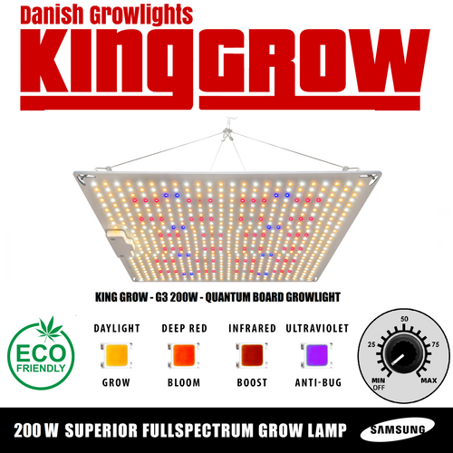 King-Grow G3 200W LED QB grolys Grey & Green Growshop
