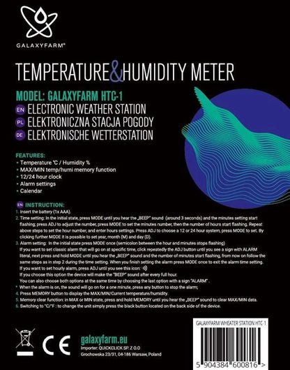 GALAXYFARM HTC-1 Digital  fugtigheds & temperatur måler Essentials