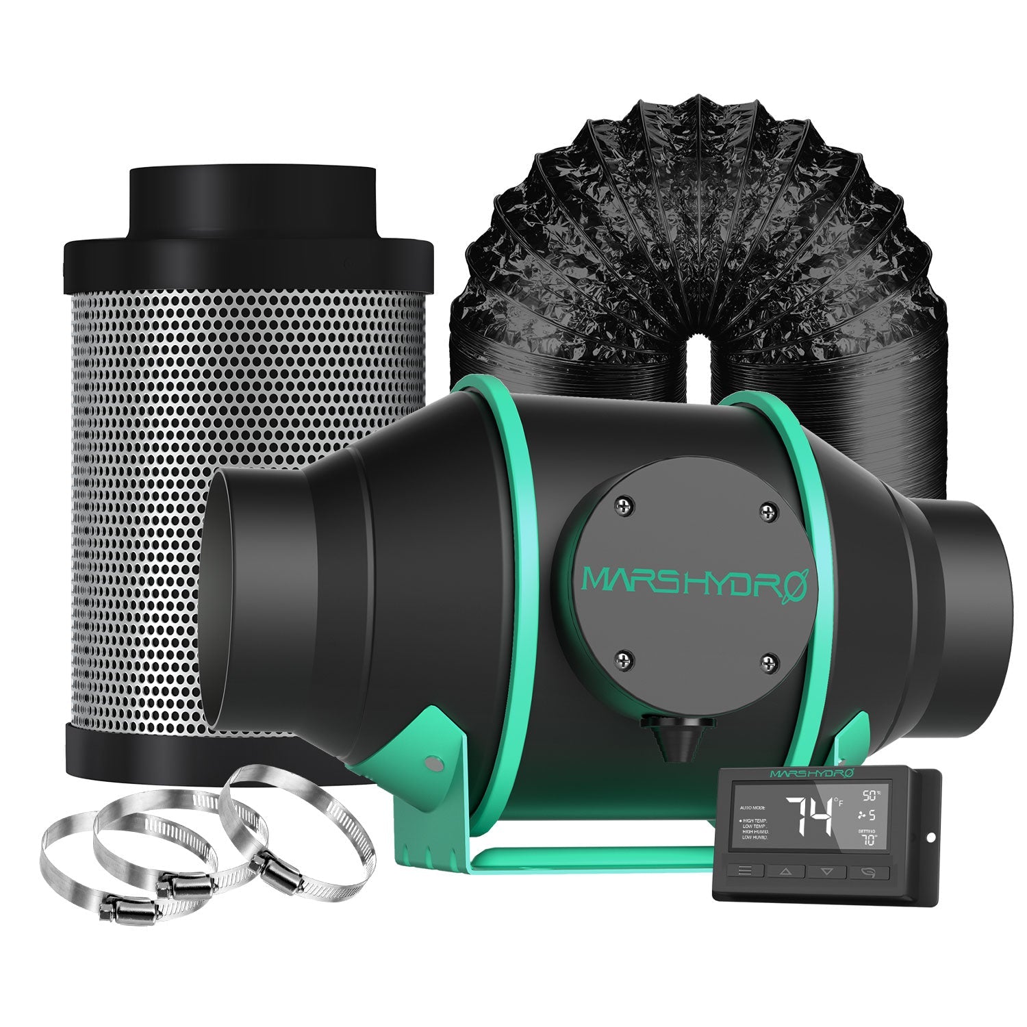 Mars-Hydro Kulfilter kit (EC) 100mm/348m3 GreyGreen Growshop