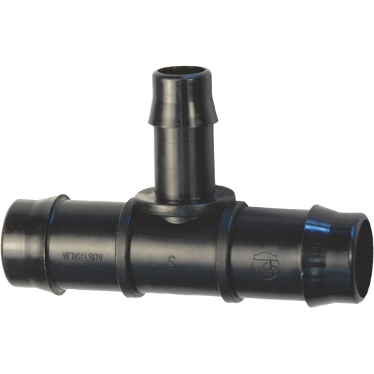19mm-13mm Barb Reducer Tee - Grey & Green Growshop