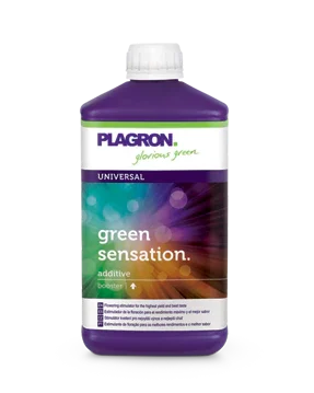 Plagron Green Sensation universal additive booster bottle with purple cap and colorful label