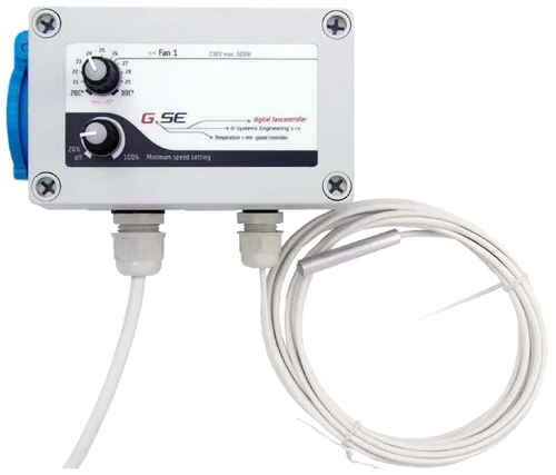 G.SE digital fan controller with temperature sensor probe and adjustable speed settings