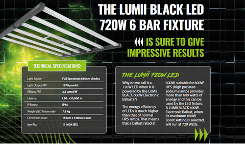 LUMii BLACK 720W LED lampe