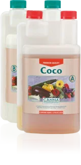 Canna Coco A premium quality hydroponic nutrient solution bottles with red caps
