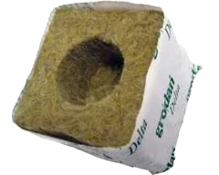 Grodan Delta 7x7 rockwool cube with pre-cut center for hydroponic plant growth